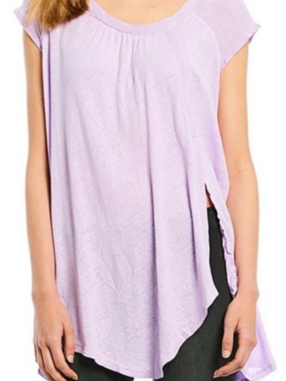 Free People Lavender Short-Sleeve Swing Tunic